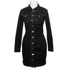 Boohoo Blue, Blusenkleid, Größe: 36, Schwarz, Nadelstreifen, Denim, Damen #PH0