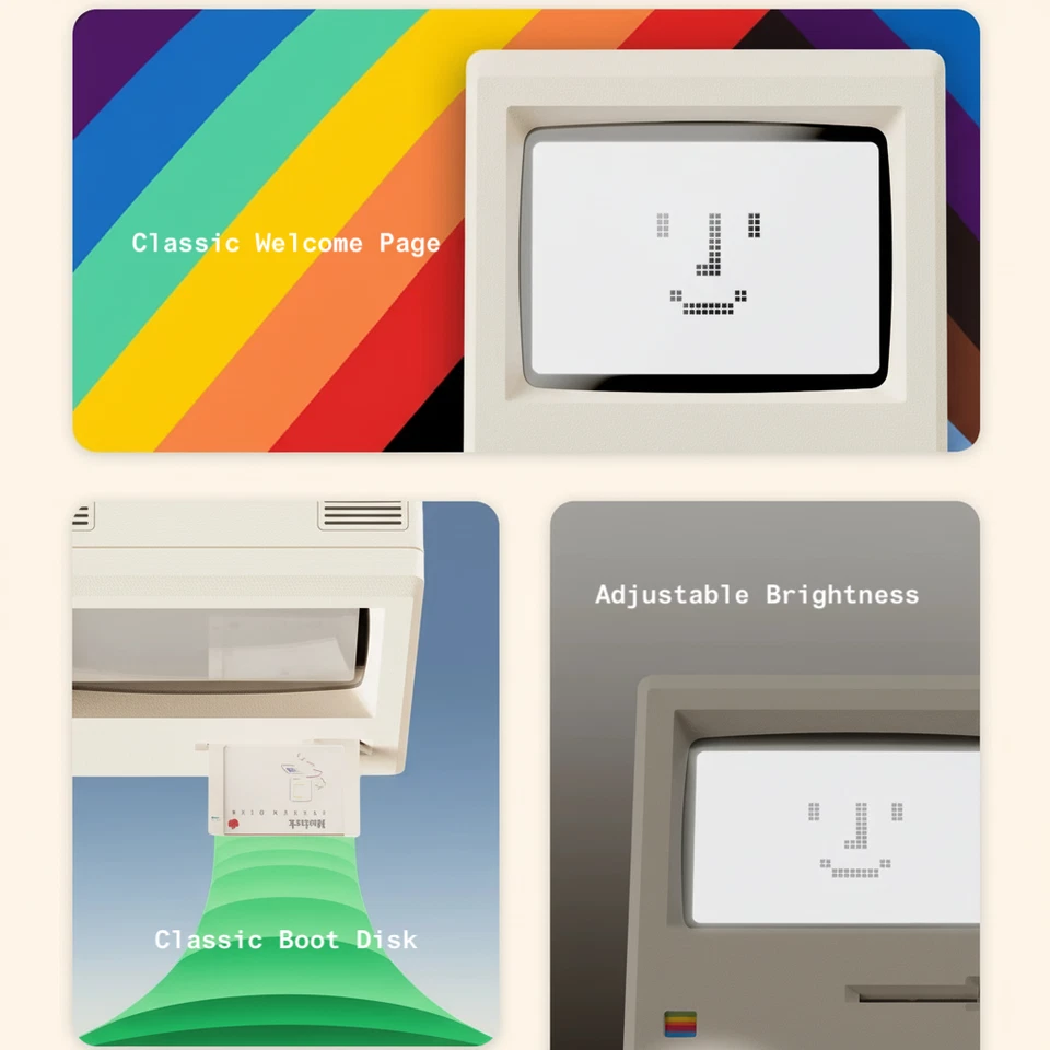 Retro Macintosh Digital Alarm Clock Maclock 80s Apple Mac Clock Rechargeable - Image 2 of 4