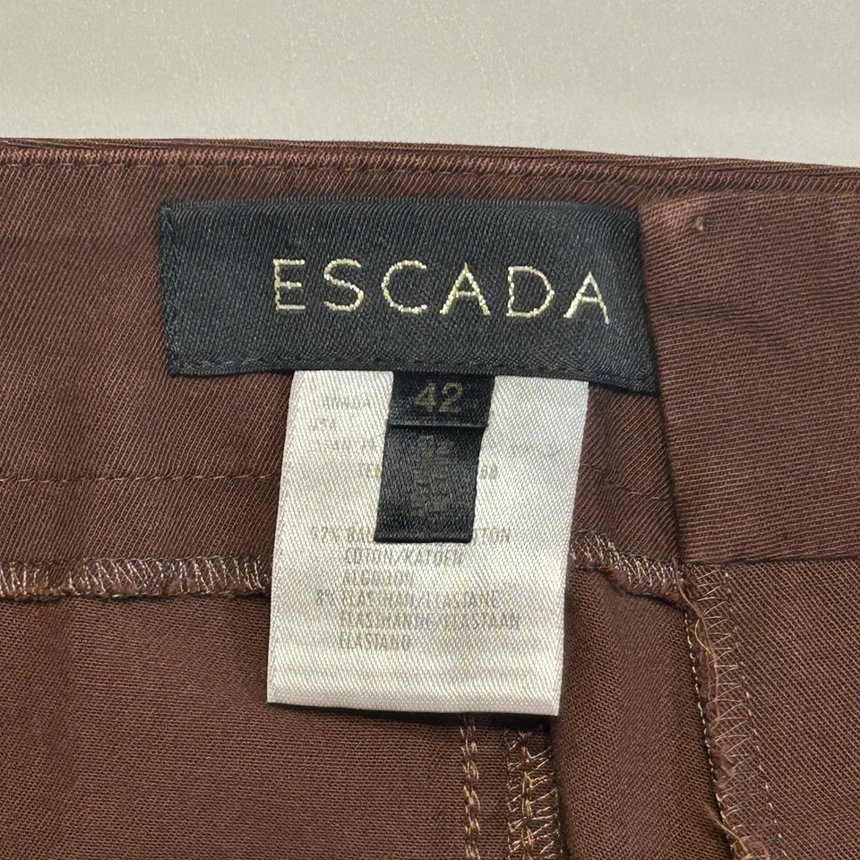 Escada Brown Cotton Crop Wide Leg Pants Sz 42 Minimalist Lagom See Measurements - Image 3 of 4