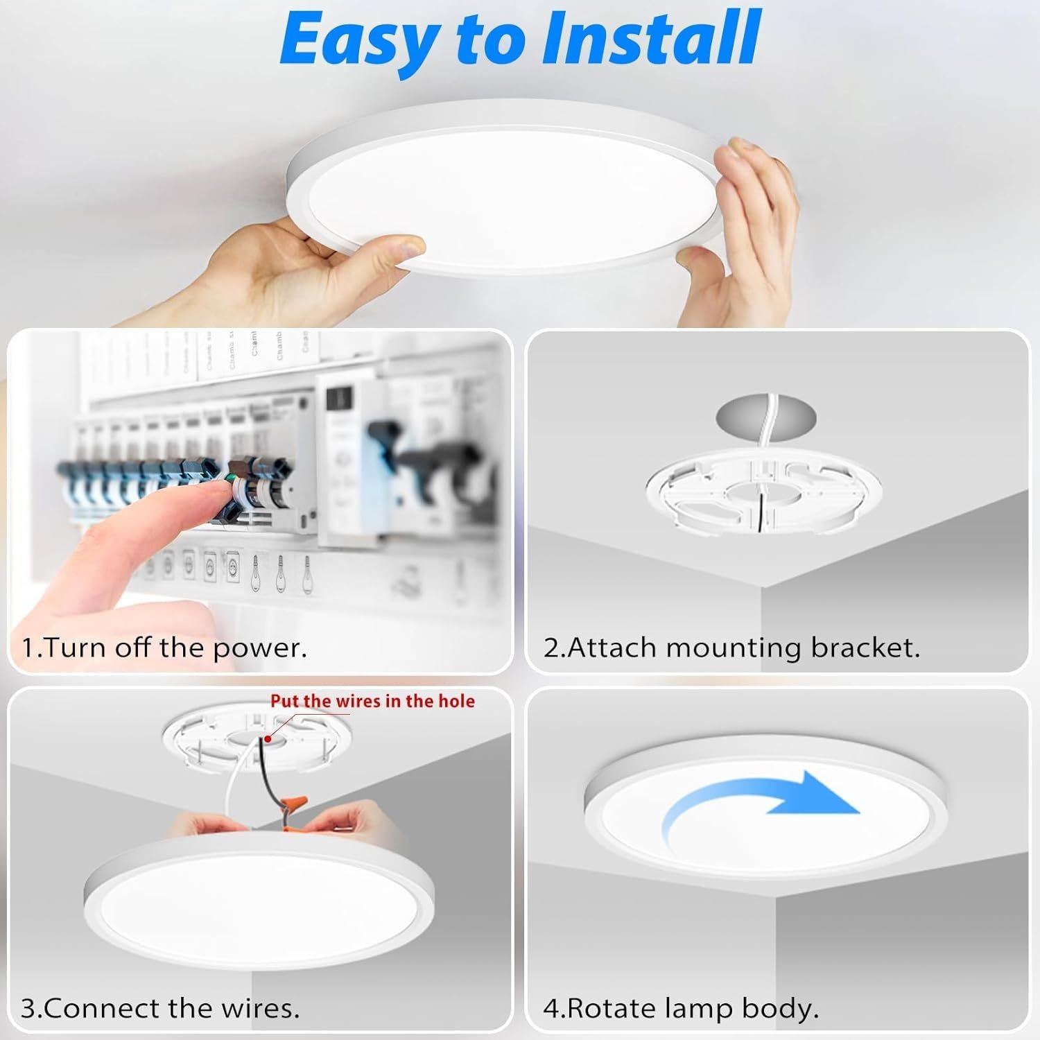 12Inch LED Ceiling Light Flush Mount, 5CCT 3000K-6500K Adjustable Ceiling Light