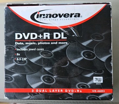 INNOVERA DVD+R DL 8.5 GB 240 Min 8x Double Layer 3 Pack Discs IVR-46893 NEW