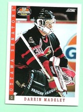 (1) DARRIN MADELEY  1993-94 SCORE # 462 SENATORS ROOKIE GOALIE  CARD (M8935). rookie card picture