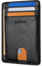 Buffway Slim Minimalist Front Pocket RFID Blocking Leather Wallets for Men and W