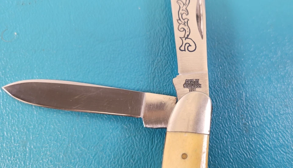 1977 CASE XX 52087 SSP Classic Blue Scroll Stag Folding Pocket Knife TR509 - Image 2 of 4