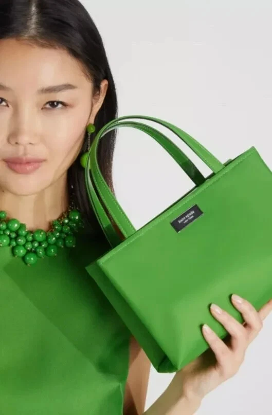 Nuova borsa a mano Kate Spade Sam Icon donna piccola verde + dust bag