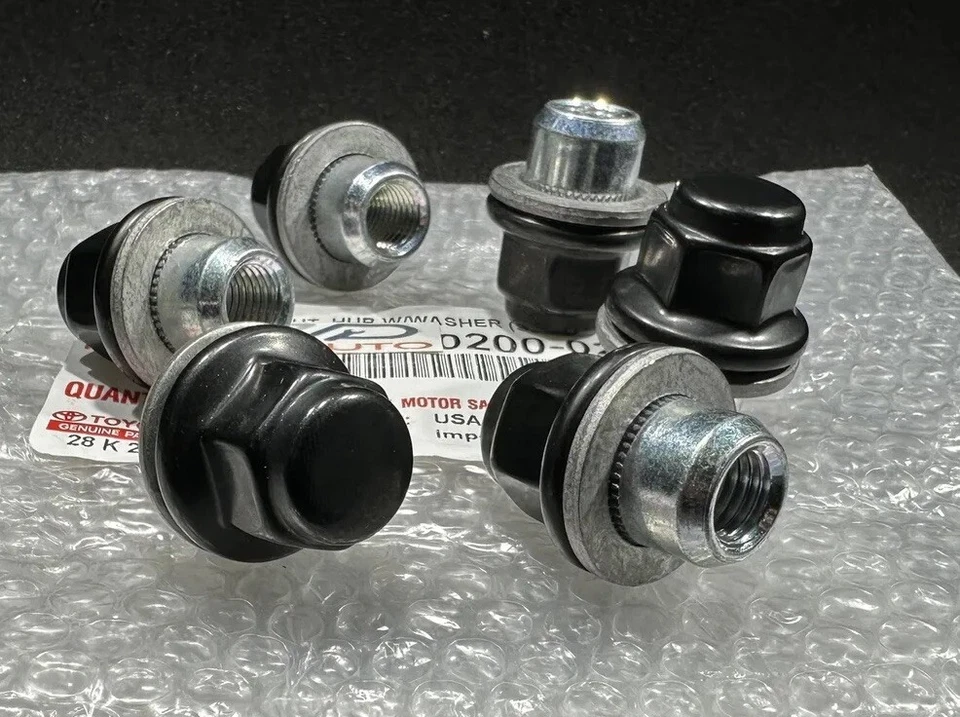 14-21 TOYOTA 4RUNNER TUERCA DE RUEDA DE ALEACIÓN NEGRA CON ARANDELA OEM CANTIDAD 6 NUEVO Foto 4 de 4