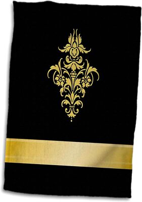 3D Rose Stylish Faux Gold Effect Damask Element On 15'' x 22'', Multicolor 