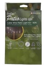 40ft Cable Wire Kit Patio Light Clips Simple Living Solutions New In Box