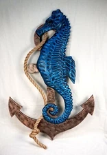 Sea Horse 3D relief on Ship Anchor Wall art 20 in x 29 in x 1.5 in