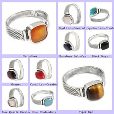 Gift For Her 925 Sterling Silver Natural Tiger Eye Gemstone Jewelry Band Ring