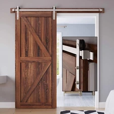 6.6 FT Brushed Nickel Sliding Barn Door Hardware Track Kit,Straight Pulley,Heavy