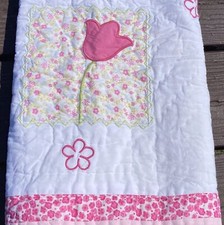 Pottery Barn Kids Pink Flower Patchwork Quilted Standard Cotton Pillow Sham