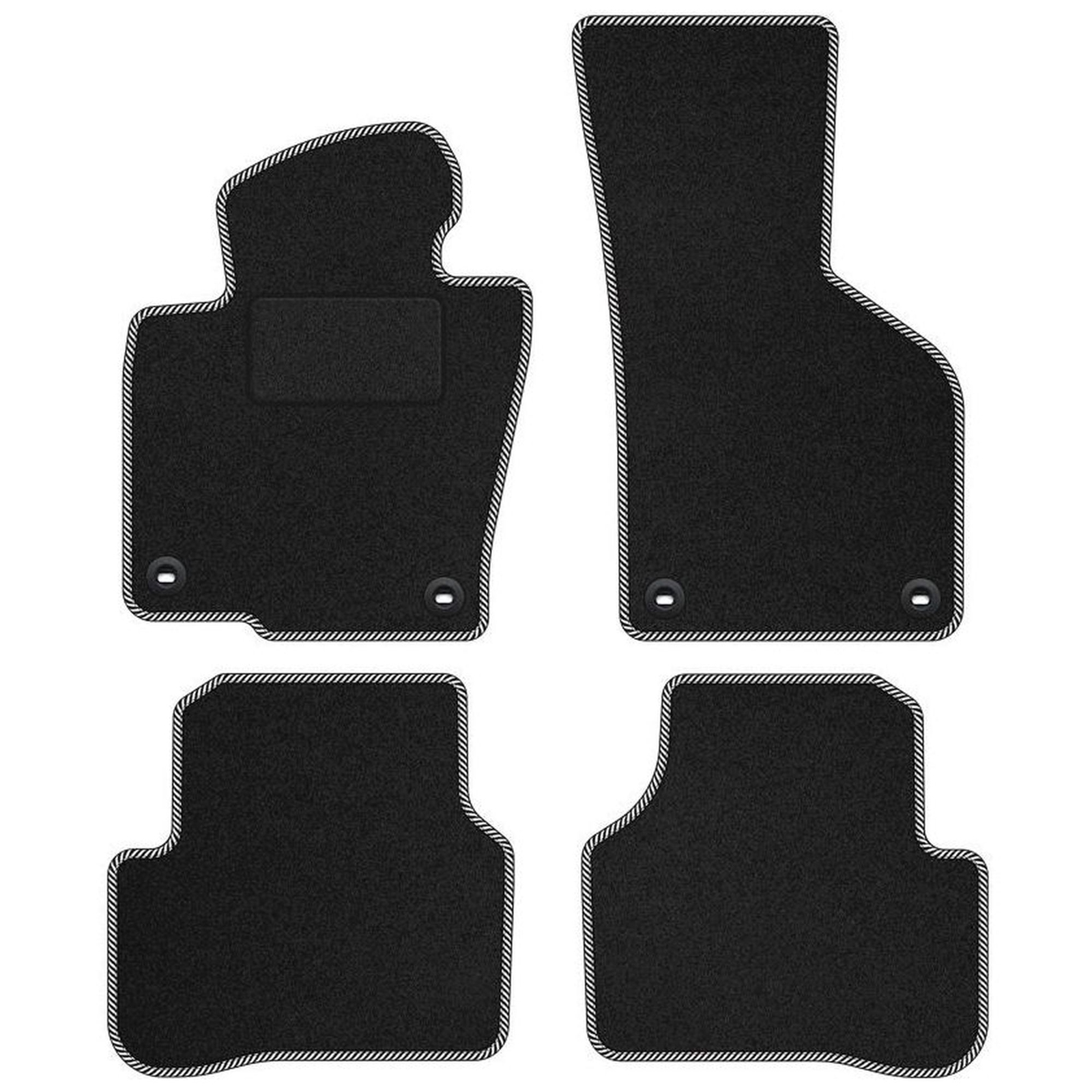 Tapis de sol haut de gamme velours STREAK blanc Volkswagen Passat B7 ajustement parfait