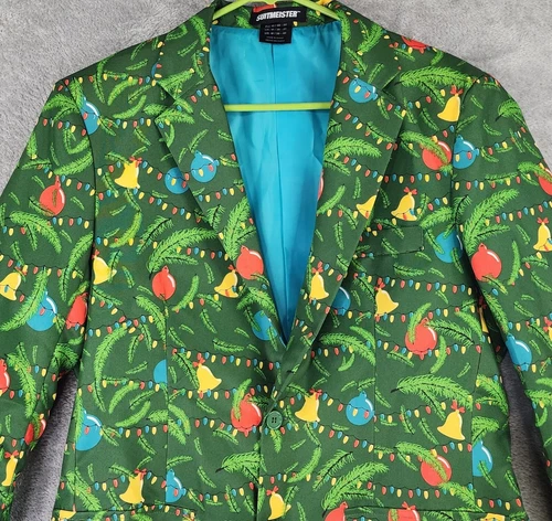 SuitMeister Jacket Mens Medium Green Two Button Long Sleeve Christmas Blazer image 7