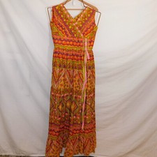 Vtg 70  s Womens M Psychedelic Colorful Floral Maxi Party Dress Nardis Dallas