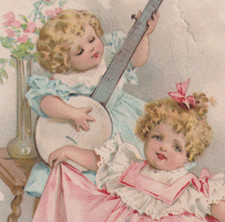 BRATTLEBORO VT TRADE CARD, THE ESTEY ORGAN CO, PRETTY MAUD HUMPHREY GIRLS  K905