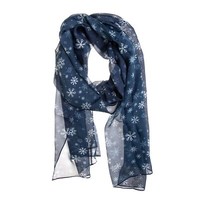 Seidenschal Halstuch Schal Dunkelblau Schneeflocken 180X62 Cm 100% Seide