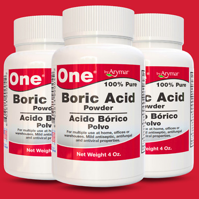 Arymar 100% Pure Boric Powder Granulated, Multi-Purpose Cleaner 4 fl oz (3-Pack)