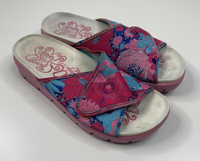 alegria air women s size 38/7.5 pink floral platform sandals Slides i11