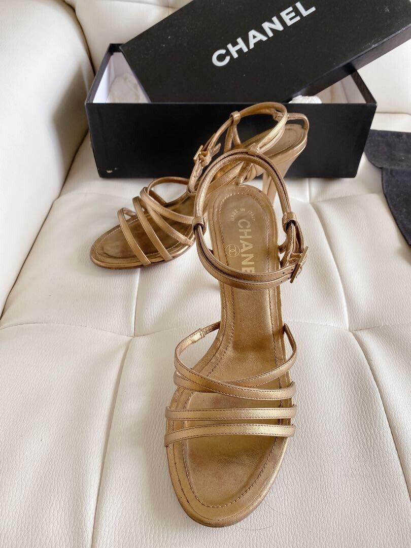 CHANEL Ankle strap High Heel Sandals Mules Pumps Shoes Women CHANEL Ankle strap High Heel Sandals Mules Pumps Shoes Women