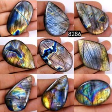 9Pc 663Ct Labradorite Loose Cabochon Gemstone Flat Back 62x38 32x22mm R-8286