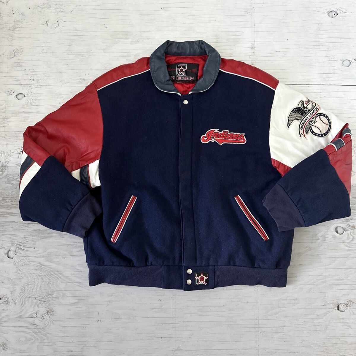 Vintage 90s JH Design MLB Cleveland Indians Varsity Baseball Vintage 90s JH Design MLB Cleveland Indians Varsity Baseball
