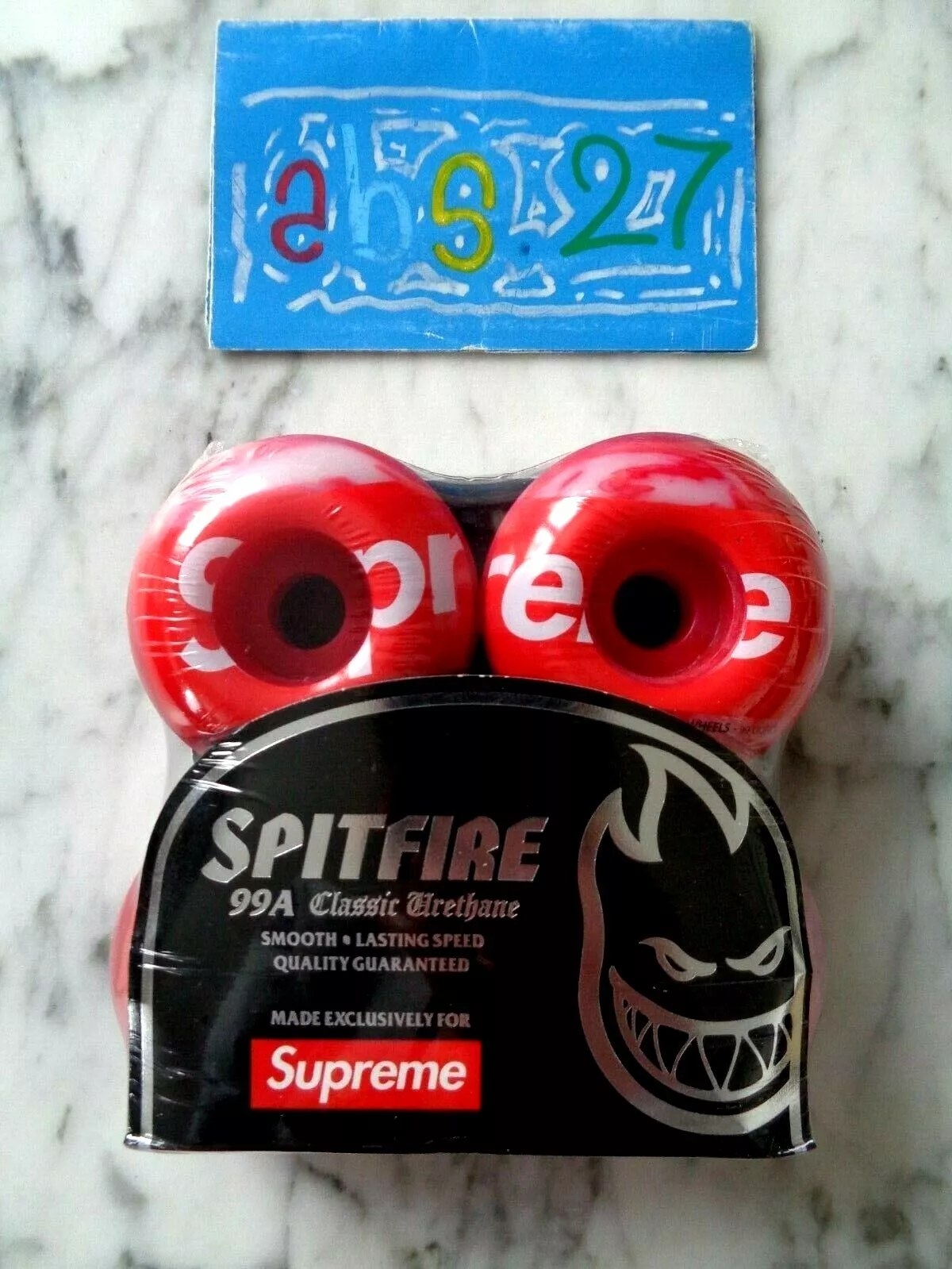 Supreme NYC Spitfire OG Shop Logo Wheels (set of 4) skateboard RED 54MM
