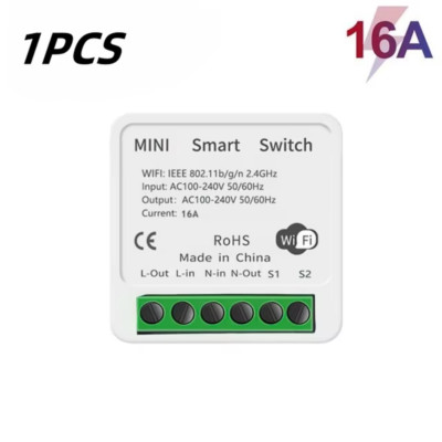 Tuya 16A MINI Wifi Switch DIY 1-Way Remote Control Timer Relay Automation for Sm
