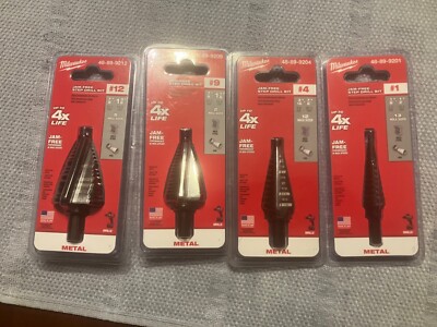 Milwaukee 4 Pieces Step Drill Bit Set - 48-89-9223 #12-9-4-1