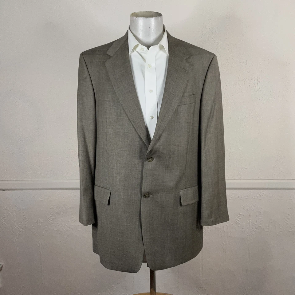 Hart Schaffner Marx 2 Piece Suit Mens 44L 36x29 Light Brown Check Pleated Wool - Image 4 of 4