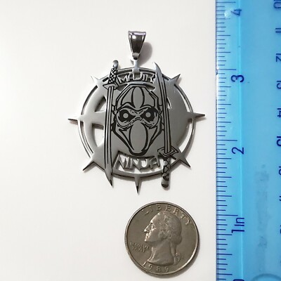 Large 2Inch Tall Magik Ninja Charm Stainless Steel ICP Pendant