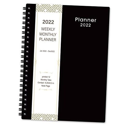 Planner 2022 - Weekly & Monthly 2022 Planner form January 2022 to Black-image