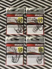 (4 Packs) Owner All Purpose Worm Hook 5191-111 Size 1/0 Black Chrome
