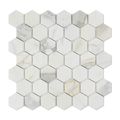 Calacatta Gold (Italian Calcutta) Marble 2 inch Hexagon Mosaic Tile