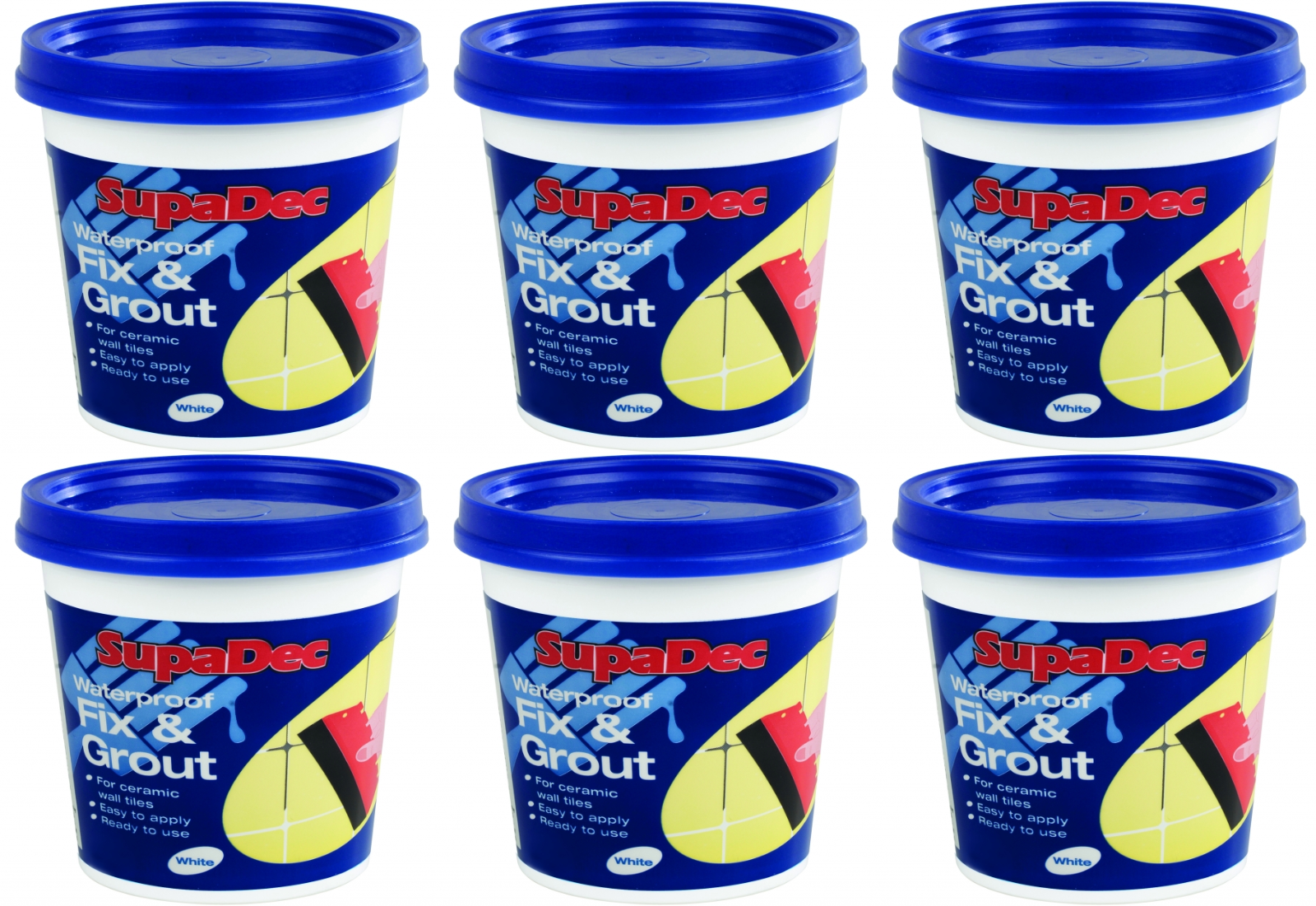6x SupaDec DIY Waterproof Kitchen Bathroom Tile Fix & Grout 500g - WHITE