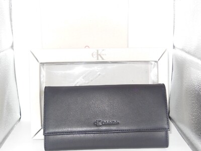 Vintage NOS 1996 Calvin Klein CK Black Leather Women's Wallet