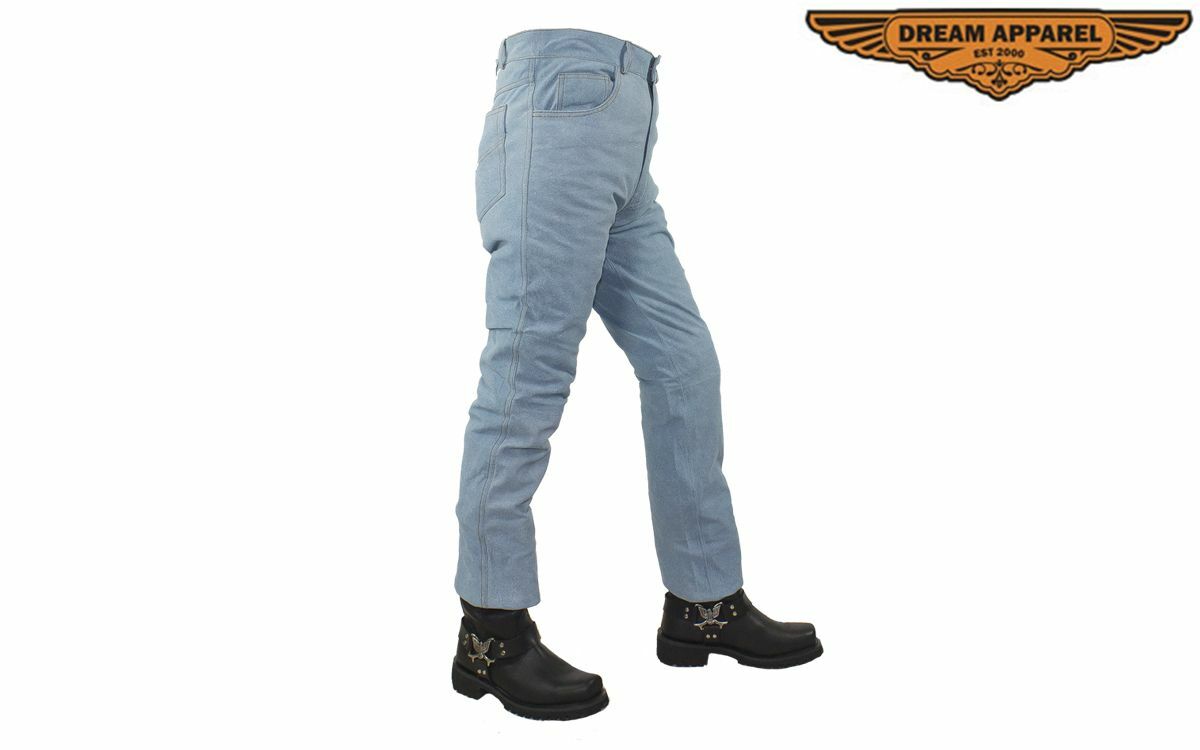 Men's Motorcycle Leather Pants with Five Pockets & Single Buttonsnap Closure eBay