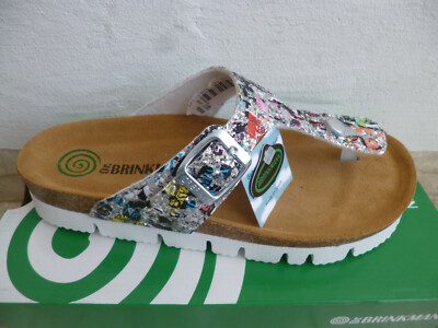 Dr. Brinkmann Damen Pantolette Pantoletten Pantoffel Zehentrenner silber