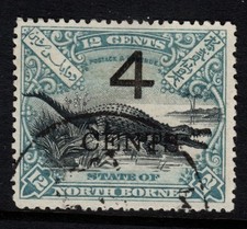 North Borneo 1899  4c on 12c - SG115c - Cat &pound;65.00 - fine used
