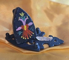 VINTAGE Hand Painted Minature Sad Iron  TRIVET Signed