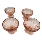 Set Of 4 1930s Jeannette ADAM PINK Footed Sherbet Cup Ice Cream Bowls FREE SHIP