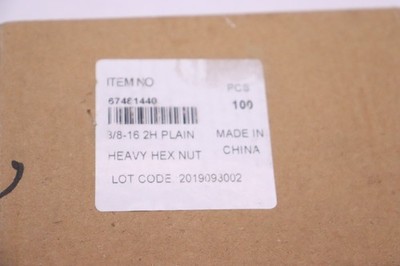 (100-Pk) Heavy Hex Nut Plain UNC A194 Grade 2H Steel 3/8-16 67481440
