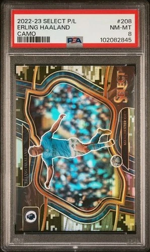 2022-23 PANINI SELECT PREMIER LEAGUE #208 ERLING HAALAND CAMO 003/199 PSA 8!