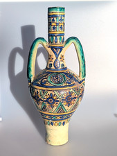 Antique 19thC North African Moroccan Tunisian Polychrome Amphora Vase LARGE