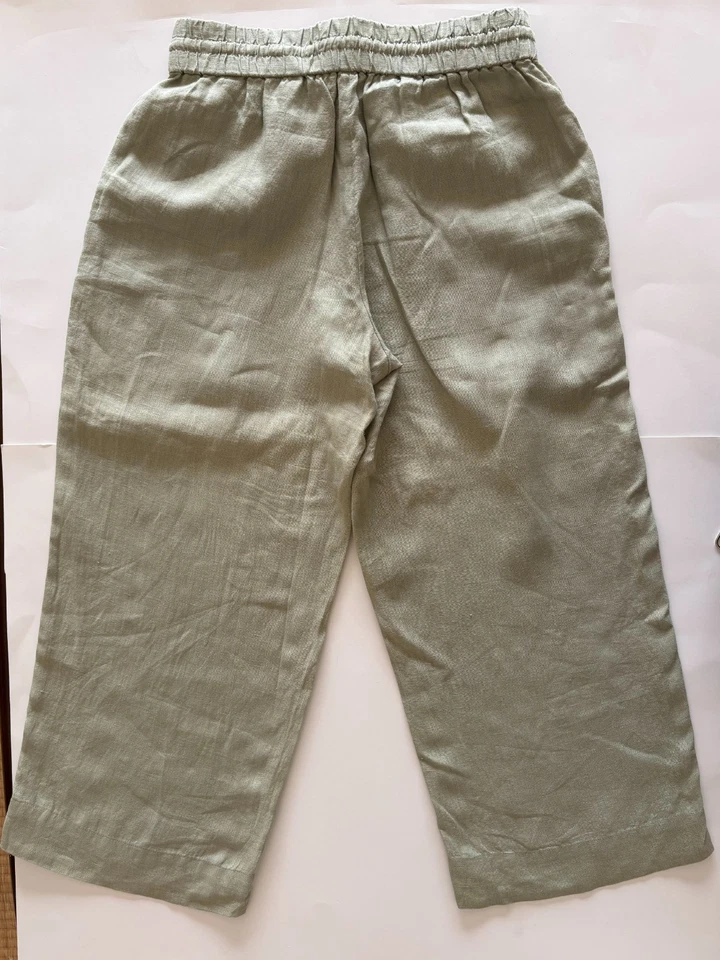 J Crew Wide Leg Seaside Cropped Pants Linen Green Size small - Image 4 of 4