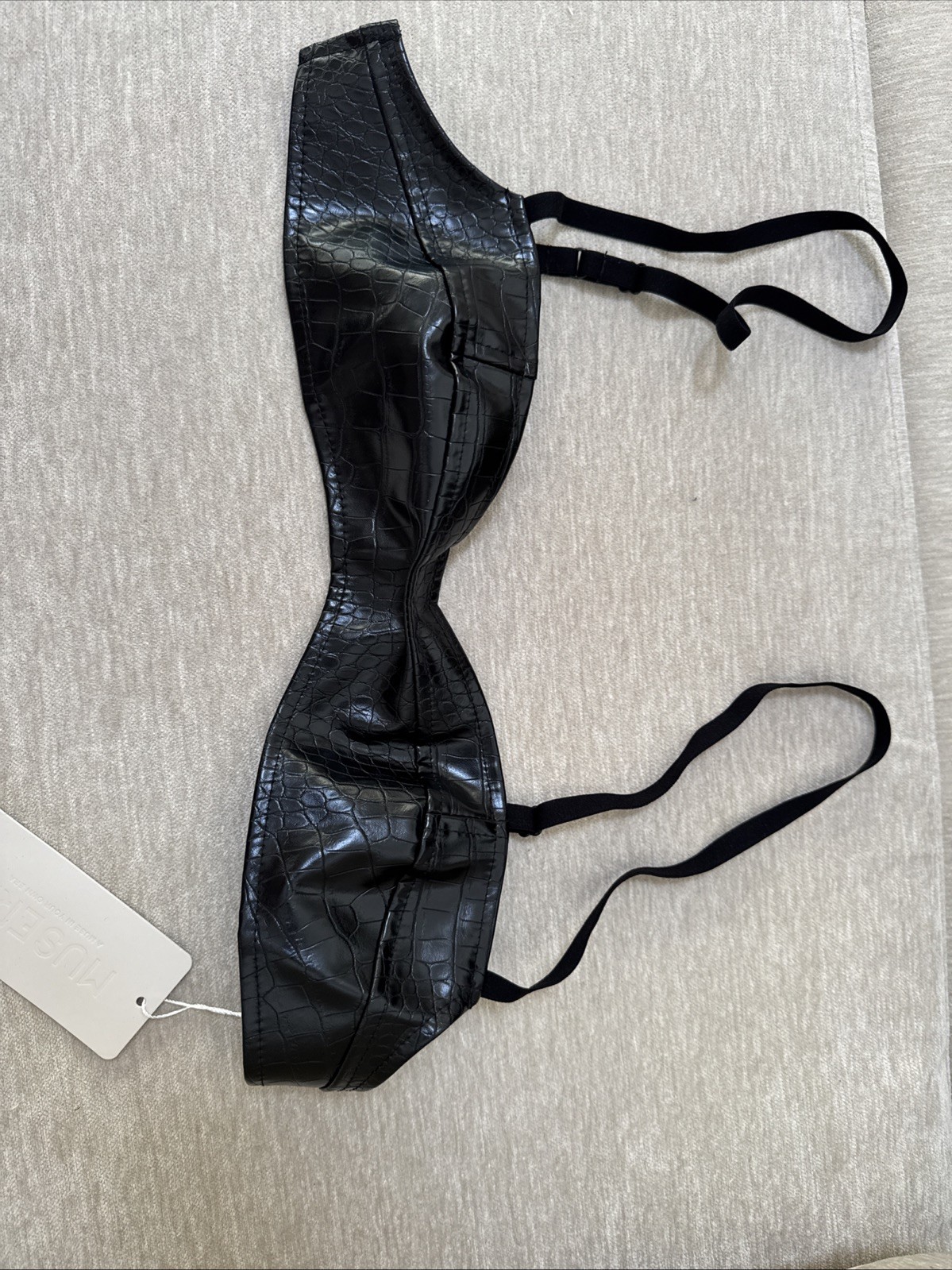 Musera Sexy Crocodile Leather Corset Bralet Top New Black Size Large