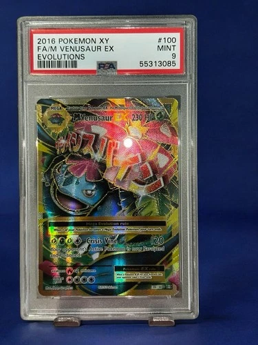 M Venusaur EX 100/108 - PSA 9 MINT - 2016 Pokemon XY Evolutions Full Art Holo