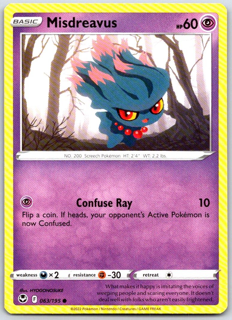 Misdreavus 063/195 Common Silver Tempest Pokemon Near Mint