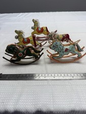 5 Vintage Chinese Rocking Horse Lion Christmas Ornament Satin Embroidered READ