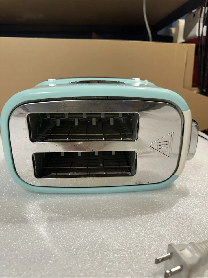 Tostadora Nostalgia Retro Ancha 2 Rebanadas, Diseño Turquesa Vintage con Bandeja para Migas Foto 4 de 4